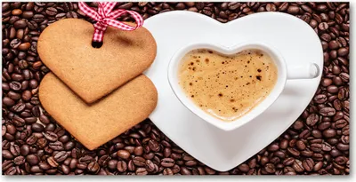 Produktbild von Tulup® Glas-Bild - 100x50 -Wandkunst - Wandbild hinter gehärtetem Sicherheitsglas  - Essen & Getränke - Kaffee Lebkuchen - Braun