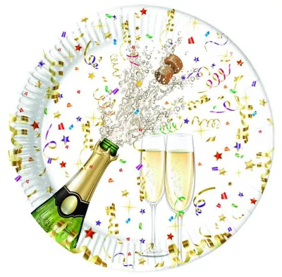 Immagine prodotto di Celebrazione scintillante (Nuovo) Piatto di carta grande 23 cm metallizzato