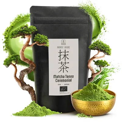 Produktbild von Mary Rose - Matcha Tee Ceremonial Tenno Bio Japan 50g - Hochwertiges Grüner Tee Pulver aus Miyazaki - Mild, Umami - Erste Ernte - Ohne Bitterkeit