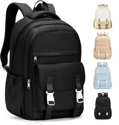 Image de Sac à dos scolaire en nylon imperméable Ibbenzoa®, avec compartiment pour ordinateur portable de 14 pouces, plusieurs poches, dos et bretelles rembourrés – idéal pour les adolescents et les adultes