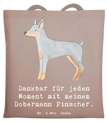 Produktbild von Mr. & Mrs. Panda Schultasche Dobermann Pinscher Moment - Braun Pastell - Geschenk, Uni Tasche, Tote Bag, Laptoptasche, Einkaufstasche, dokumententasche