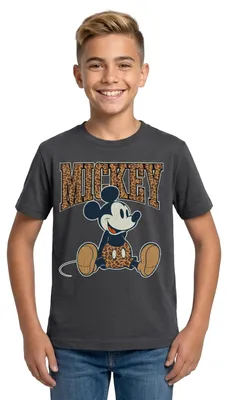 Produktbild von Mickey & Minnie Mickey Mouse Leo Look Teenager T-Shirt, 134/146 (9-11 Jahre), Dunkelgrau