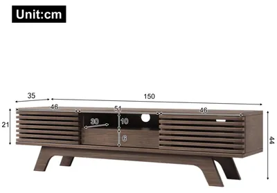 Image de Meuble TV bas - Meuble TV - 150 x 35 x 44 cm - 1 tiroir - 2 portes - Panneau de particules - Aspect bois
