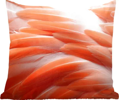 Produktbild von MuchoWow® Zierkissen Sofakissen Wohnzimmer Dekokissen 50x50 cm Gefiederstruktur eines Flamingos - Komfort - Sofakissen