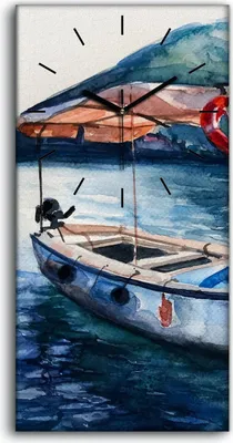 Produktbild von Wandbild Leinwand Bilder Wanduhr Geräuschlos Kunstdruck 30x60 Schiff Berg - schwarze Hände