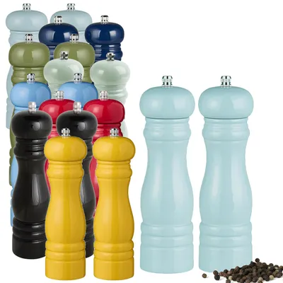 Produktbild von LS-LebenStil 2x Design Holz Salzmühle & Pfeffermühle 2´er Set Blau 21x5cm Keramikmahlwerk Gewürzmühle Mühle für grobes Salz Pfefferkörner