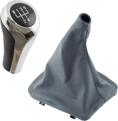 Produktbild von Schaltknauf Chrom Silber 5-Gang + Schaltmanschette GRAU für BMW E46 1998-2005