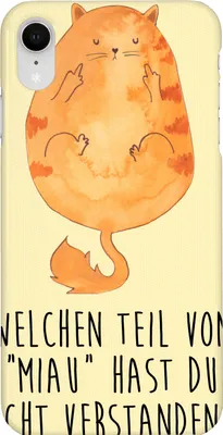 Produktbild von Mr. & Mrs. Panda Iphone XR Handyhülle Katze Mittelfinger - Gelb Pastell - Geschenk, Katzen, Kater, Cats, Handy Case, Cat, Premium Kunststoff, Mietze