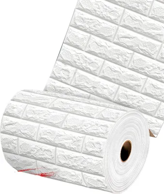 Produktbild von 500 x 50cm 3D Tapete Wandaufkleber, Schaum Wandpaneele Selbstklebend Ziegel Wasserdicht Wanddeko Weiß