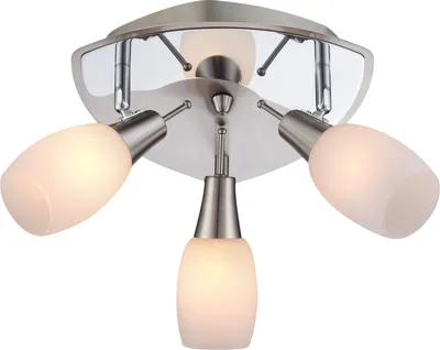 Produktbild von Globo Lighting Deckenleuchte Metall verchromt, Nickel matt, Glas weiß, LxBxH: 290x290x170mm, exkl. 3x E14 40W 230V