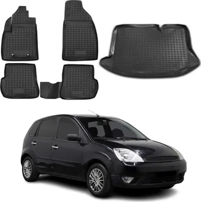 Immagine prodotto di Set di tappetini e fodere per il bagagliaio per Ford Fiesta 2001-2008 in gomma TPE nero 5x
