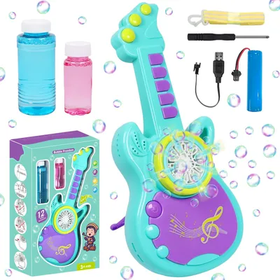 Produktbild von Seifenblasenmaschine Gitarre Automat Musik Led-Beleuchtung + Flüssigkeit