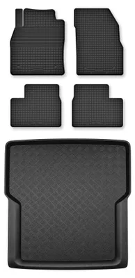 Image de Tapis en caoutchouc + bac de coffre pour Opel Insignia B 2017- (hayon) – 5 pièces, noirs, semi-universel, adapté