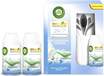 Produktbild von Air Wick Freshmatic Max Starter-Set Baumwolle & Weißer Flieder 250ml + 2x Nachfüller Baumwolle & Weißer Flieder 250ml