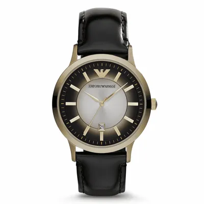 Produktbild von Armani ar2468 Herrenuhr, Quarz, 40 mm Gehäusedurchmesser, Leder, Edelstahl, Schwarz-Golden