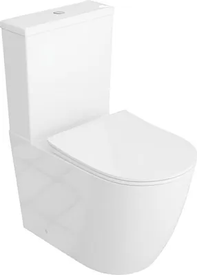 Obrázok produktu pre LAVITA Jednodielne stojace WC s integrovaným splachovadlom NAUTILIUS WHITE | Kompletný set | WC poklop | Keramický klozet bez ráfika | WC misa |
