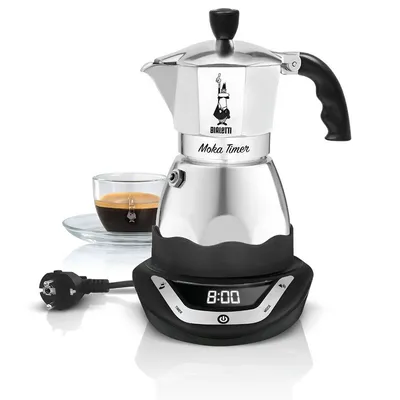 Obrázek produktu pro Bialetti Moka Timer - Elektrische Mokkatasse - Gemahlener Kaffee - Schwarz - Silber
