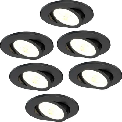 Produktbild von Ledvion 6er Set LED Einbaustrahler Schwarz 7W CCT wasserdicht IP65