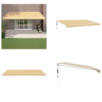 Immagine prodotto di vidaXL Tenda elettrica a manovella gialla e bianca 5x3 m - Tenda da sole - Tende da sole - Tenda retrattile - Tenda retrattile