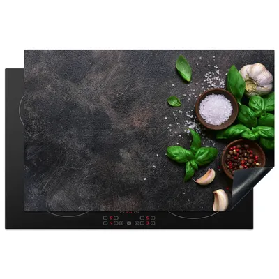 Obrázek produktu pro KitchenYeah® Kryt varné desky byliny - zátiší - beton, 81x52cm, dekorace do kuchyně, keramický kryt varné desky, krycí deska na varnou desku