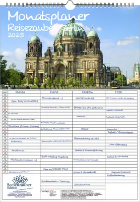 Produktbild von Reisezauber Berlin Planer Wandplaner Familienplaner 4 Spaltenplaner DIN A3 Kalender für 2025 Deutschland Hauptstadt - Seelenzauber