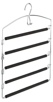 Hosenbügel für 5 Hosen, Metall, silber/schwarz, 44,5x37x2,7 cm