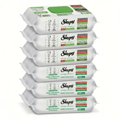 Produktbild von Sleepy Easy Clean Oberflächenreinigungstücher – 3x100 Anannas + 3x100 White Soap | Mega Pack