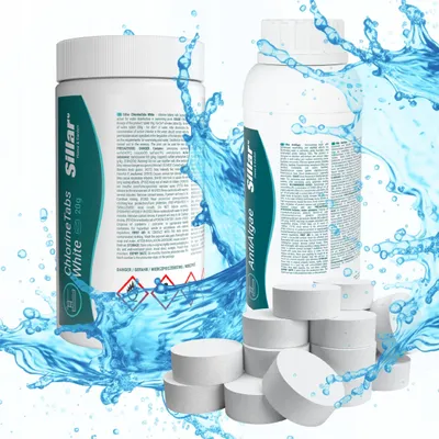 Produktbild von Sillar Pool Chlor Set 2kg – Schockgranulat 1kg + 10in1 Multitabs 20g 1kg Wasserpflege