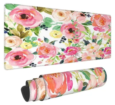 Produktbild von Mauspad Blumen Aquarell 80x40cm Gaming Schreibtischunterlage Tastatur Matte