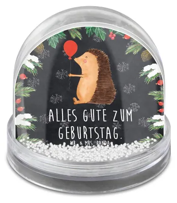 Produktbild von Mr. & Mrs. Panda Schneekugel Weihnachten Igel Luftballon - Kreidetafel - Geschenk, Happy Birthday, Ballon, Herzlichen Glückwunsch, Geburtstag, Lustige Sprüche, Weihnachts