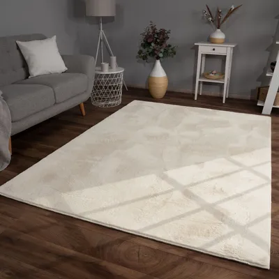 Produktbild von TT Home Wohnzimmer Teppich Hochflor Langflor Kunstfell Weich Modern Unifarben Flauschig Größe 140x200 cm