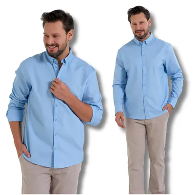 Produktbild von Moraj - Herrenhemd Blau - Hemd langarm Größe L - Baumwollhemd - klassisches Hemd