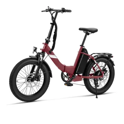 Productafbeelding van Touroll S3 elektrische fiets, 20 inch fatbike, 450W, 36V 13Ah accu, actieradius van 65 km, 25 km/u, Shimano 7-versnellingen, rood