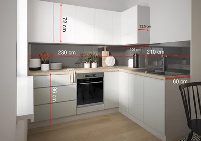 Immagine prodotto di Mobile cucina a L FLORENCE 230x210cm segnale frontale grigio papiro bianco opaco estensione parziale