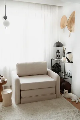 Produktbild von Hanah Home, Nest - White, 1-Sitzer-Schlafsofa, Weiß, 100% Hornbalken, 110 x 83 x 77 cm