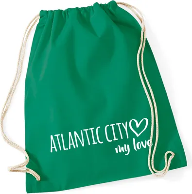 Produktbild von Huuraa Turnbeutel Atlantic City my love 12 Liter Kelly Green Baumwolle Rucksack Geschenkidee