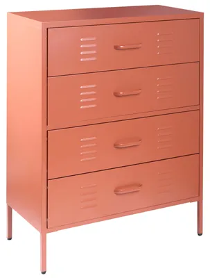 Obrázok produktu pre BELIANI Vysoká komoda, zlatohnedá, oceľová, 40x80x102 cm, s 4 zásuvkami. Viacúčelová skrinka vhodná do kancelárie, spálne, obývačky, detskej izby alebo kúpeľne
