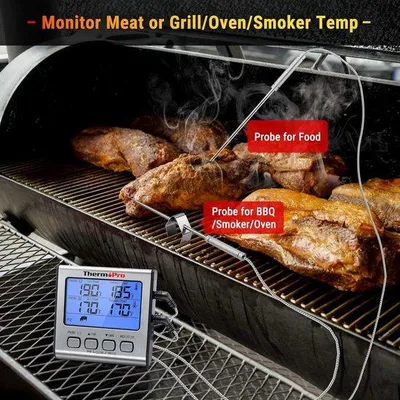 Produktbild von Digitales Grillthermometer mit Timer und Edelstahlsonden, blau, bis 300°C