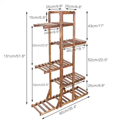 Immagine prodotto di Scaffale per fiori in legno - Scaffale a 6 ripiani per piante - Scaffale alto a scala per piante - Per interni ed esterni - Scala per piante da giardino - Marrone