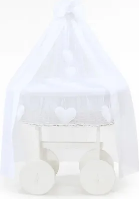 Image de MY SWEET BABY lit pour bébé en fibre naturelle blanche avec baldaquin amovible et matelas PREMIUM