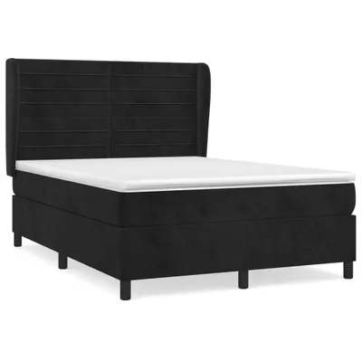 Produktbild von vidaXL Boxspringbett mit Matratze Schwarz 140x200 cm Samt