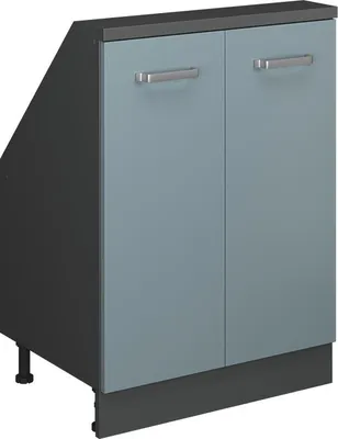 Obrázok produktu pre Kuchynská skriňa pre šikmé strechy Vicco R-Line Modrošedá 60 cm s 2 dverami, Model 58256