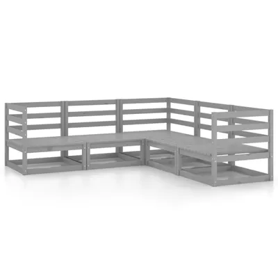 Produktbild von 5-tlg. Garten-Lounge-Set Grau Kiefer Massivholz