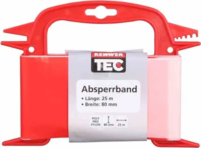 Produktbild von REWWER-TEC 436-030 Absperrband 80mm 25m a. Haspel, rot/weiß (25 m)