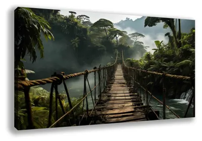 Produktbild von 5031 Hängebrücke im Dschungel Leinwandbild 120x80 cm