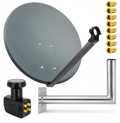 Produktbild von PremiumX SAT Anlage 80cm Antenne Quad LNB F-Stecker Wandhalter 45cm