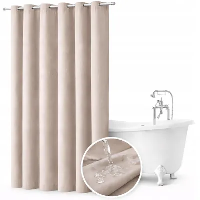 Obrázek produktu pro Závěs do sprchy, rozměry 150 x 240 cm, vodotěsný a lehký, s oky, světle béžový