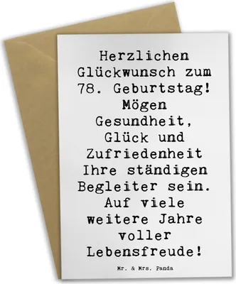 Produktbild von Mr. & Mrs. Panda Grußkarte Spruch 78. Geburtstag - Weiß - Geschenk, Geburtstagsgeschenk, weihnachtskarten, Happy Birthday, babykarte, hochzeitskarten, Lebensfreude, Alter