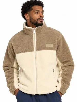 Productafbeelding van Herrenjacke Karl Kani Signature, model Rubber Patch Teddy Zip Jacket, kleur Sand, maat M