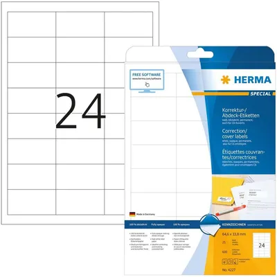 Obrázek produktu pro HERMA 4227, Bílá, Samolepicí štítek, A4, Papír, Laserová/inkoustová tiskárna, Permanentní